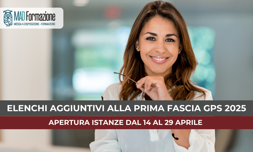 Elenchi aggiuntivi graduatorie prima fascia GPS docenti 2025