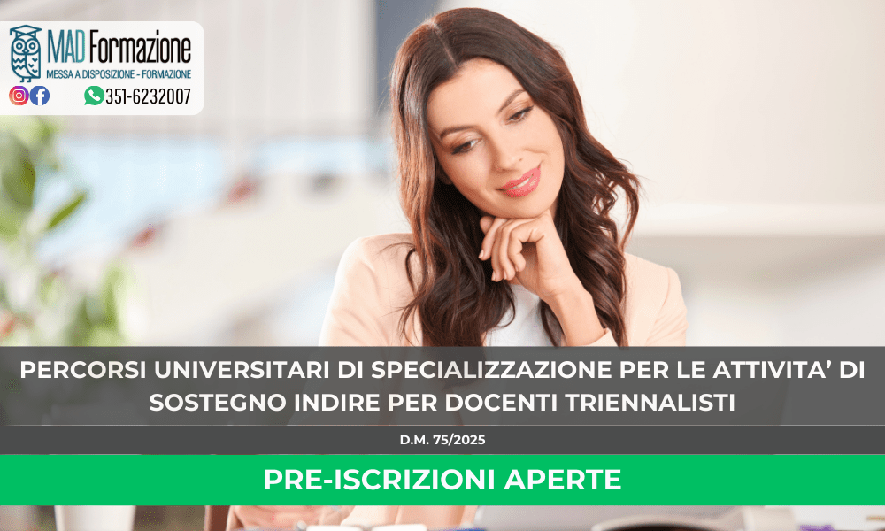Percorsi di specializzazione su sostegno da 40 CFU INDIRE per docenti con tre anni di servizio