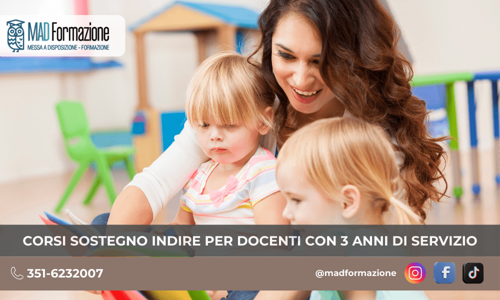 Corsi sostegno INDIRE 2025 per docenti con tre anni di servizio