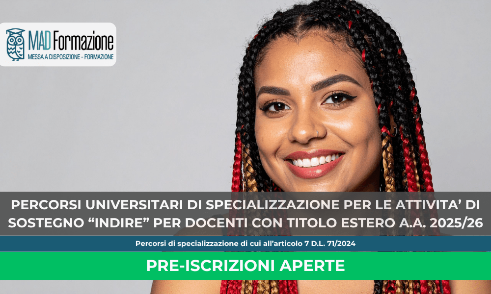 Percorsi di specializzazione su sostegno da 36 e 48 CFU art. 7 “INDIRE” 2026