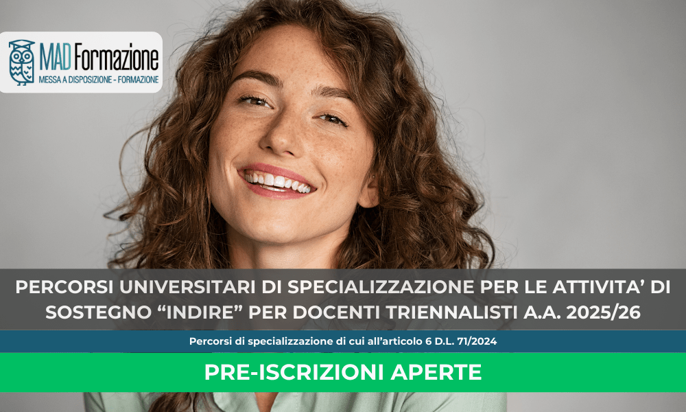 Percorsi di specializzazione su sostegno da 40 CFU art. 6 “INDIRE” 2026